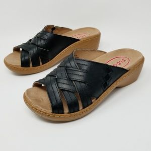 Black Woven leather clogs sandals size 9